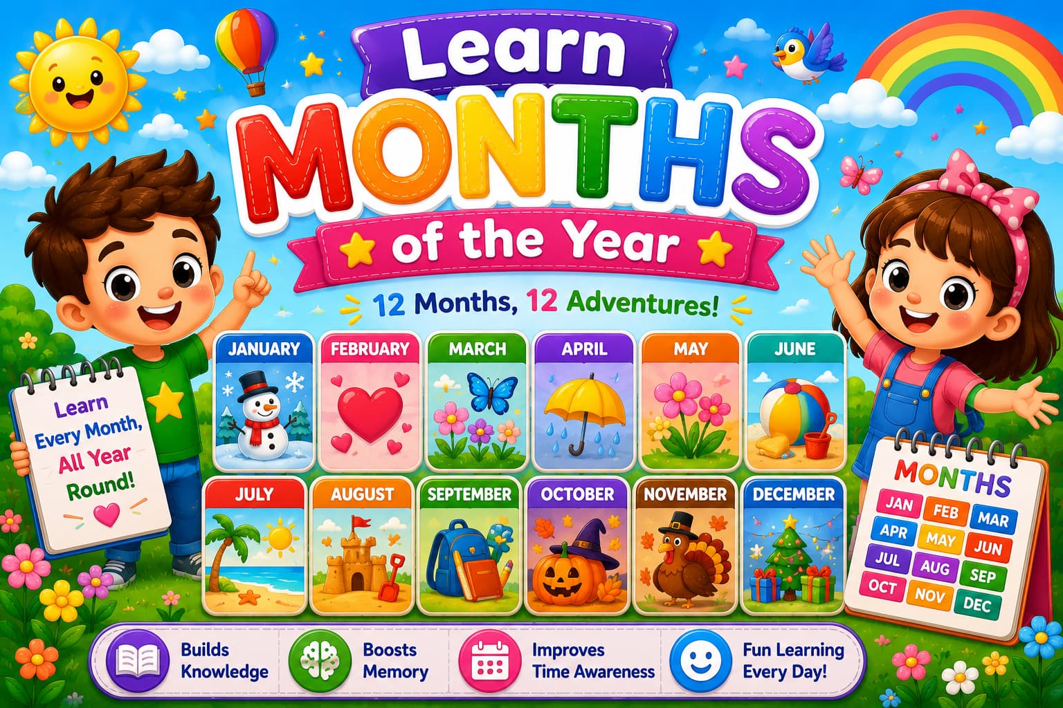 Learn Months of the Year for Kids - Fun Learning