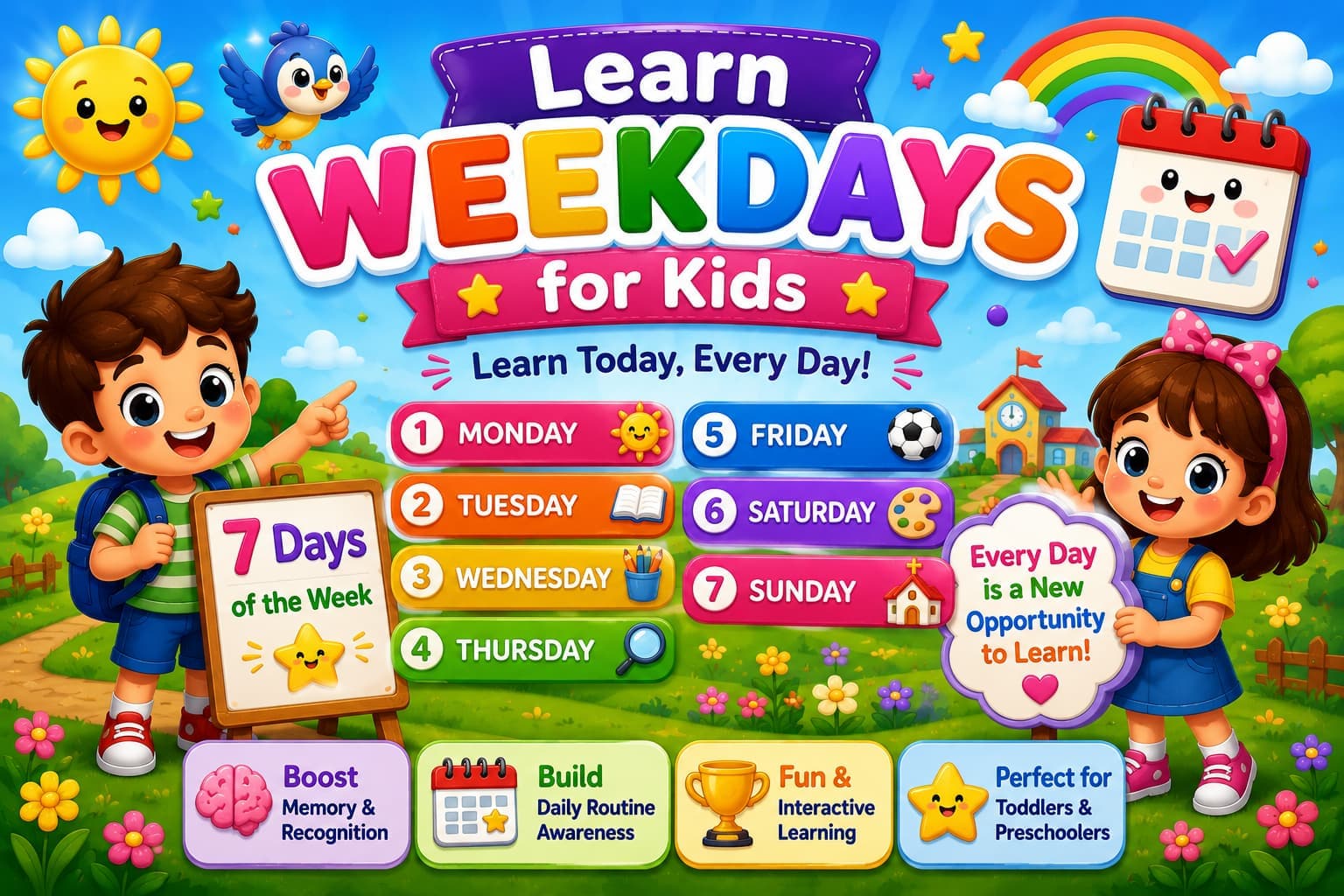 Learn Weekdays for Kids - Days of the Week Learning App